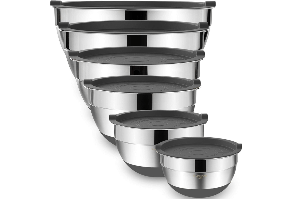 Stainless steel Mixing bowls with black lids